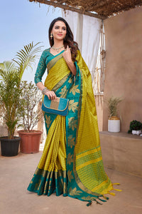 Thumbnail for NOZ2TOZ Women Party Wear Aura Silk Saree with Unstitched Blouse - Light Green