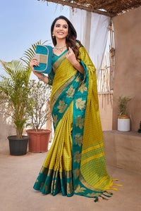 Thumbnail for NOZ2TOZ Women Party Wear Aura Silk Saree with Unstitched Blouse - Light Green