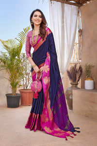 Thumbnail for NOZ2TOZ Women Party Wear Aura Silk Saree with Unstitched Blouse - Blue