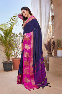 Thumbnail for NOZ2TOZ Women Party Wear Aura Silk Saree with Unstitched Blouse - Blue