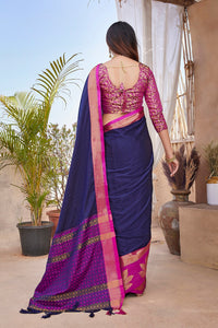 Thumbnail for NOZ2TOZ Women Party Wear Aura Silk Saree with Unstitched Blouse - Blue