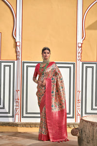 Thumbnail for NOZ2TOZ Women's Party Wear Weaving Work Kanjivaram Silk Saree with Un Stitched Blouse - Red - Distacart