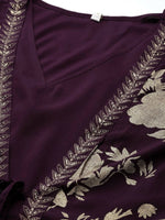 Thumbnail for Ahalyaa Women Burgundy Floral Fit & Flare Maxi Ethnic Dress - Distacart