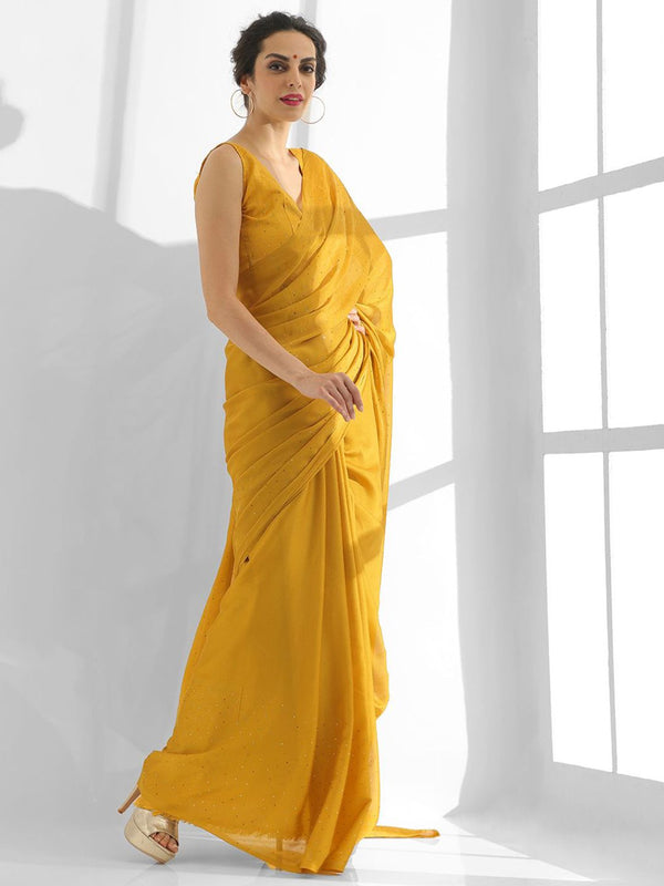 Mitera Embellished Beads and Stones Pure Chiffon Saree - Distacart