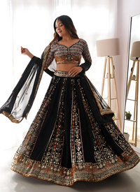 Thumbnail for Lehenga Mart Designer Wedding Lehenga Choli For Women - Black