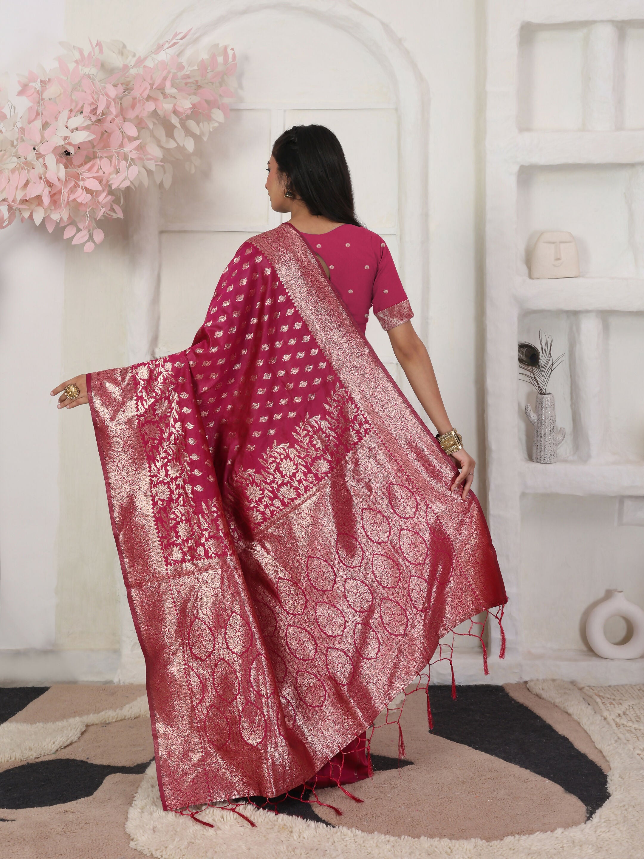 Astita Lichi Silk Wine Saree