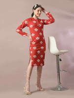 Thumbnail for Myshka Women's Rust Printed Round Neck Party Top With Skirt Co-ord set - Distacart