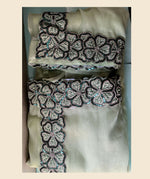 Thumbnail for Light Green Net Organza Georgette Thread, Sequence, Cord Embroidered with Moti Work Saree - Mohmanthan Dakshika - Distacart