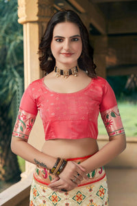 Thumbnail for Aastha Fashion Cream Woven Patola Silk Saree with Blouse - Distacart