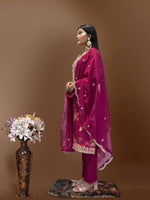 Thumbnail for Prazu Fashion Rani Pink Organza Embroidery Coding Sequin Salwar Suit