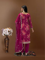 Thumbnail for Prazu Fashion Rani Pink Organza Embroidery Coding Sequin Salwar Suit