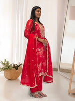 Thumbnail for Prazu Fashion Red Organza Embroidery Coding Sequin Salwar Suit