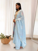 Thumbnail for Prazu Fashion Sky Blue Organza Embroidery Coding Sequin Salwar Suit