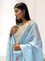 Thumbnail for Prazu Fashion Sky Blue Organza Embroidery Coding Sequin Salwar Suit