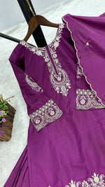 Thumbnail for Prazu Fashion Purple French Crepe Thread Embroidered Palazzo Suit