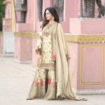 Thumbnail for Prazu Fashion Cream Chinon Silk Digital Print Sharara Suit