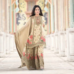 Thumbnail for Prazu Fashion Cream Chinon Silk Digital Print Sharara Suit