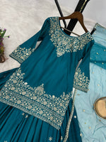 Thumbnail for Prazu Fashion Rama Chinon Silk Embroidered Lehenga Style Suit