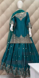 Thumbnail for Prazu Fashion Rama Chinon Silk Embroidered Lehenga Style Suit