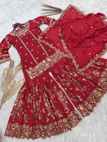 Thumbnail for Prazu Fashion Rama Chinon Silk Embroidered Sharara Style Suit