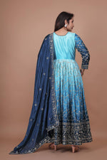 Thumbnail for Prazu Fashion Sky Blue Chinon Silk Embroidered Anarkali Suit