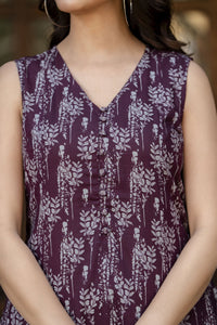 Thumbnail for Women Burgundy Abstract Printed Sleeveless Midi Dress - Rasiya - Distacart