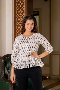 Thumbnail for Women White Peplum Tunic - Rasiya - Distacart