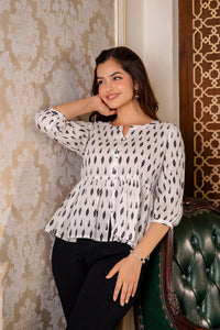 Thumbnail for Women White Peplum Tunic - Rasiya - Distacart