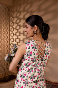 Thumbnail for Women Off White Printed Straight Kurta With Trouser - Rasiya