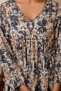 Thumbnail for Women Blue Printed Peplum Tunic - Rasiya