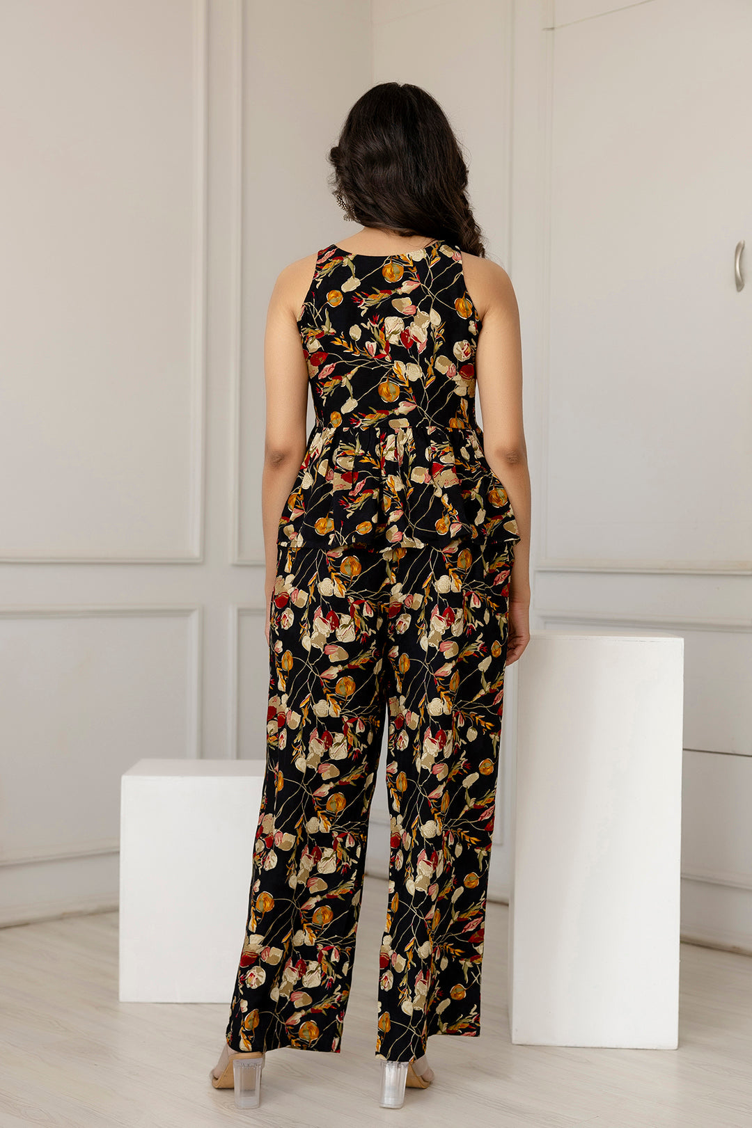 Women Black Printed Co-Ord set - Rasiya