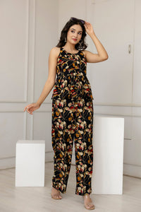 Thumbnail for Women Black Printed Co-Ord set - Rasiya