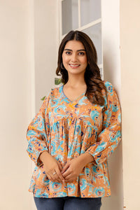 Thumbnail for Women Multi Printed Peplum Tunic - Rasiya