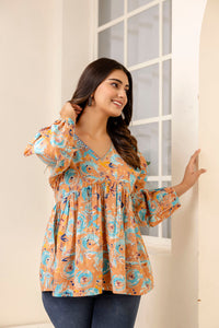 Thumbnail for Women Multi Printed Peplum Tunic - Rasiya