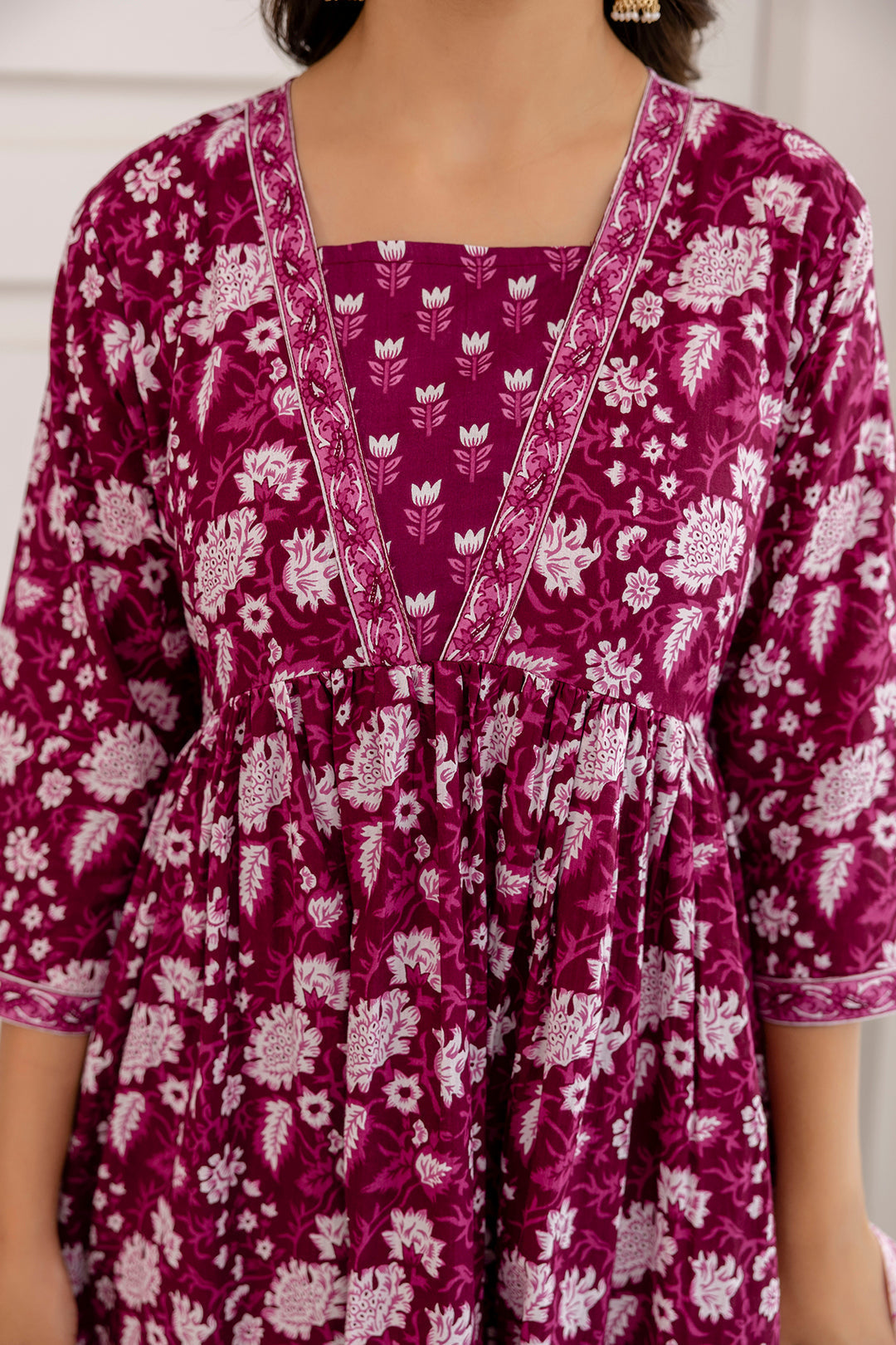 Women Purple Ethnic Printed Anarkali Kurta And Trouser With Dupatta - Rasiya