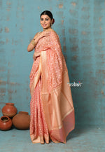 Thumbnail for Very Much Indian Tejaswi - Exclusive High Quality Handloom Banarasi Cotton Saree with Beautiful Abstract Print- Salient Peach - Distacart