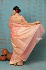 Thumbnail for Very Much Indian Tejaswi - Exclusive High Quality Handloom Banarasi Cotton Saree with Beautiful Abstract Print- Salient Peach - Distacart