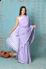 Thumbnail for Very Much Indian Tyohaar - Exclusive! Mul Cotton Saree - Lavender - Distacart
