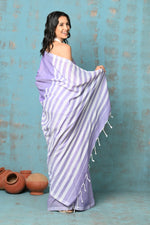 Thumbnail for Very Much Indian Tyohaar - Exclusive! Mul Cotton Saree - Lavender - Distacart