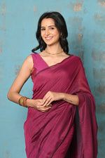 Thumbnail for Very Much Indian Tyohaar - Mul Cotton Khadi Design Handloom Woven Saree - Magenta - Distacart