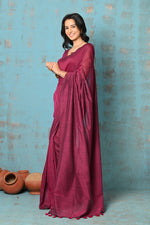 Thumbnail for Very Much Indian Tyohaar - Mul Cotton Khadi Design Handloom Woven Saree - Magenta - Distacart