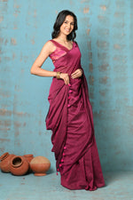 Thumbnail for Very Much Indian Tyohaar - Mul Cotton Khadi Design Handloom Woven Saree - Magenta - Distacart