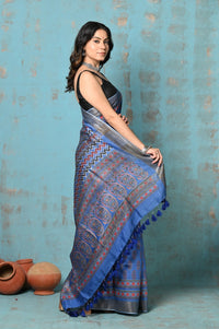 Thumbnail for Very Much Indian Tyohaar - Designed By VMI- Handloom Pure Tussar Silk Saree With Handblock Print