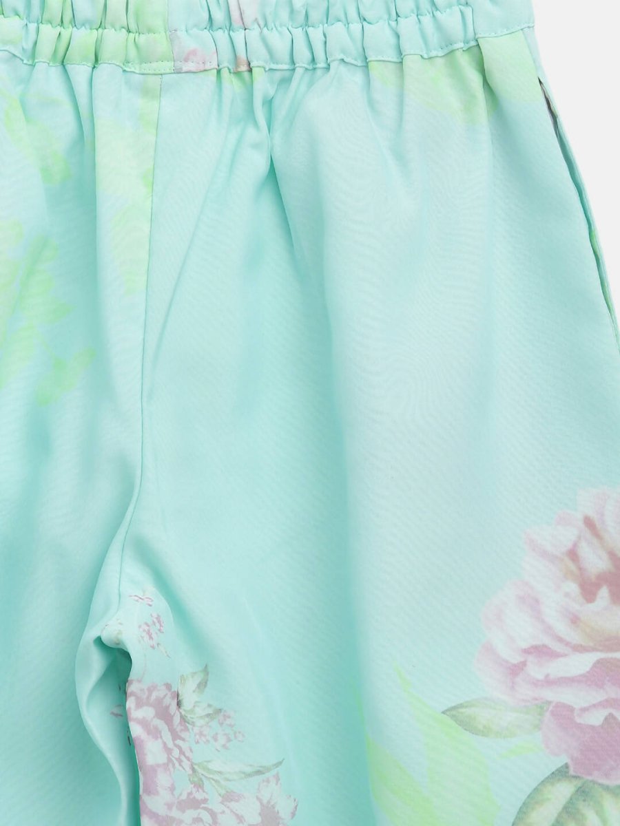 Ahalyaa Aqua Blue Crepe Printed Kids Kurta Palazzo Sets For Girls - Distacart