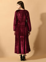 Thumbnail for Myshka Women's Violet Fit and Flare Party Dress - Distacart