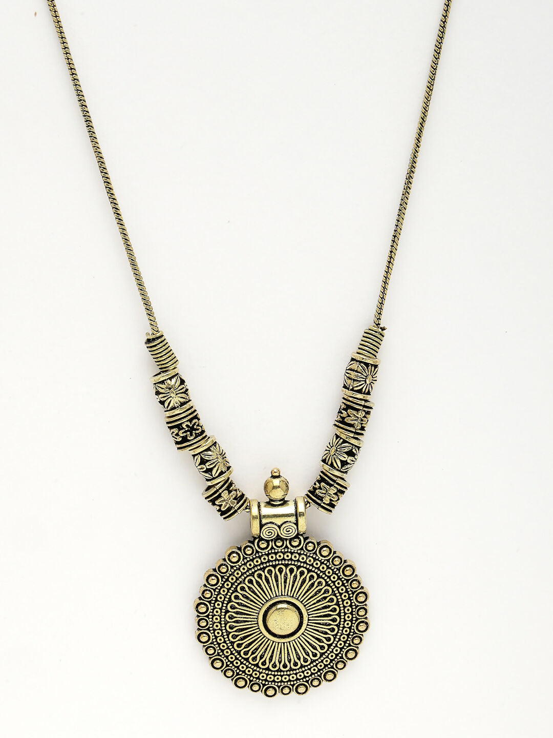 NVR Women's Gold-Plated Circular Shape Pendant with Chain - Distacart