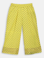 Thumbnail for Ahalyaa Mustard Rayon Printed Kids Kurta Palazzo Sets For Kids For Girls - Distacart