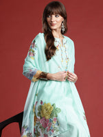 Thumbnail for Indo Era Floral Embroidered Thread Work Kurta with Trousers & With Dupatta