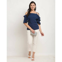 Thumbnail for Aastha Fashion Women's Navy Blue Polyester Solid Casual Top - Distacart