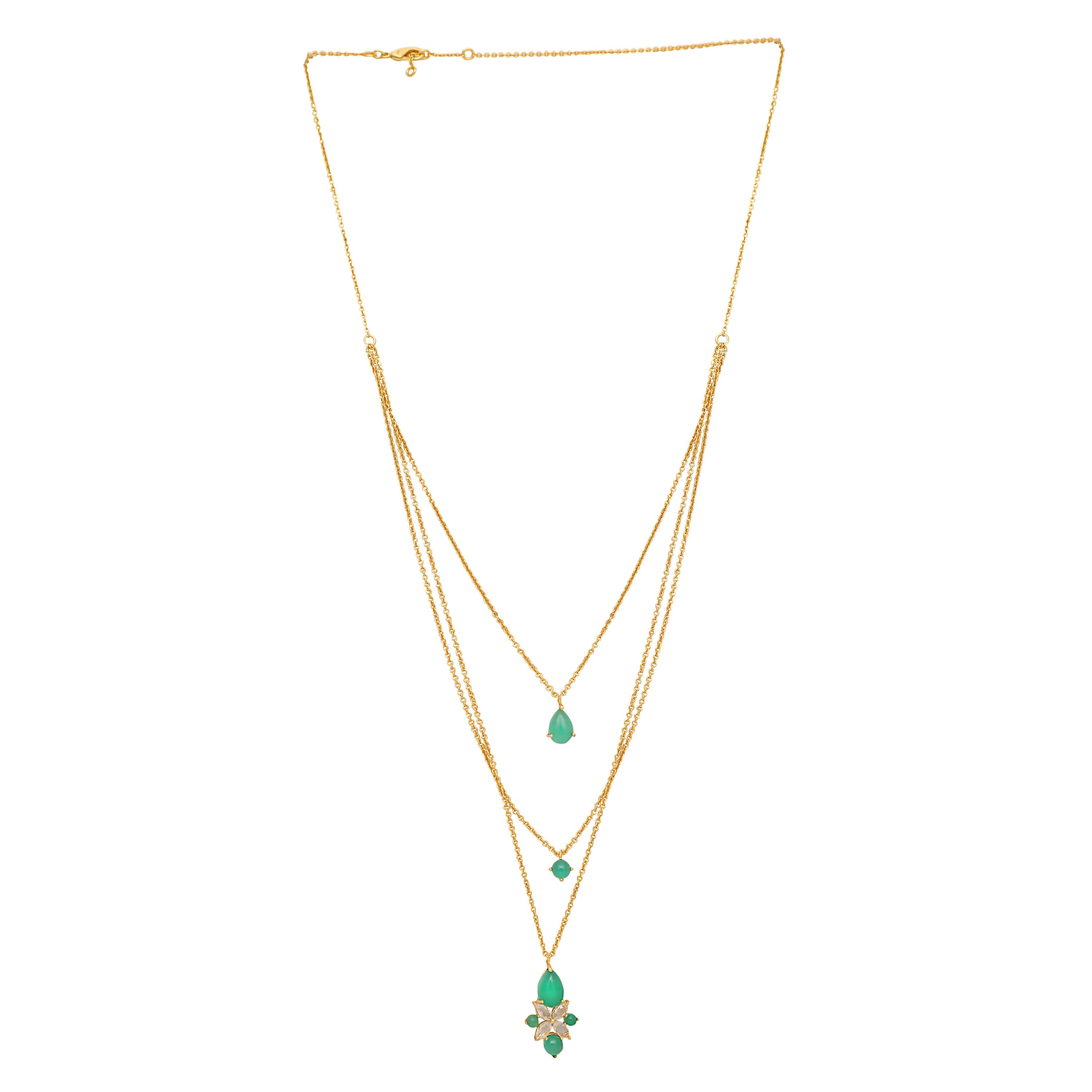 Nuyug 18k Trio Pendant Gold Anti Tarnish Necklace